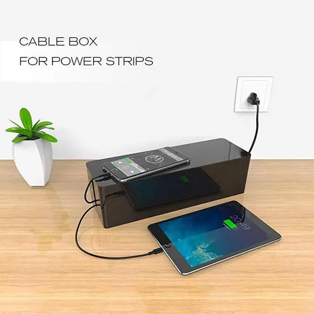 Alt view image 2 of 6 - Cable Management Box, 2 Set Cable Organizer for Cable and Cord Management, Storage and Holder to Cover and Hide & Power Strips & Cords (Black)