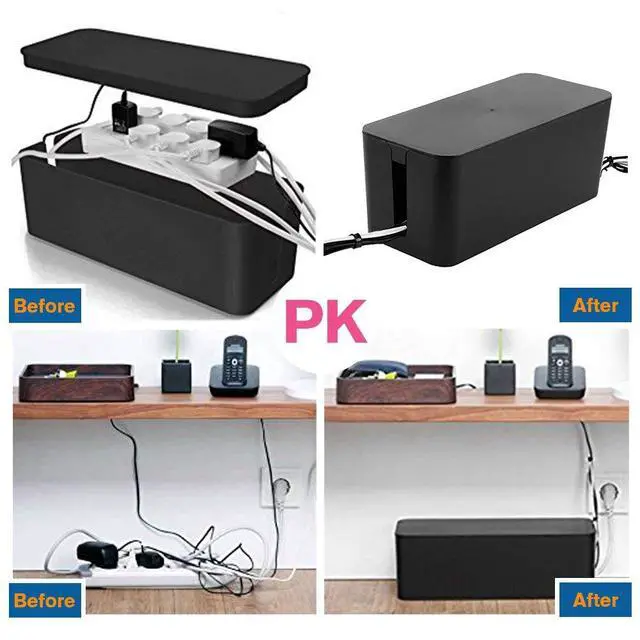 Alt view image 3 of 6 - Cable Management Box, 2 Set Cable Organizer for Cable and Cord Management, Storage and Holder to Cover and Hide & Power Strips & Cords (Black)