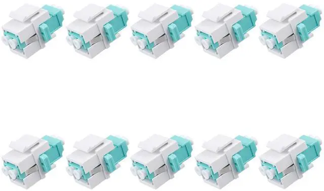Main image of LC-LC Duplex OM3Keystone Fiber Adapter, 10pcs | LC Duplex OM3 keystone couplers, Multimode, for fiber wall plates and patch panels. Low insertion loss, snap-in design