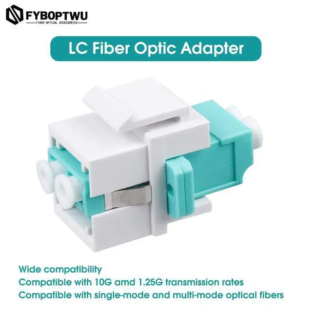 Alt view image 3 of 3 - LC-LC Duplex OM3Keystone Fiber Adapter, 10pcs | LC Duplex OM3 keystone couplers, Multimode, for fiber wall plates and patch panels. Low insertion loss, snap-in design