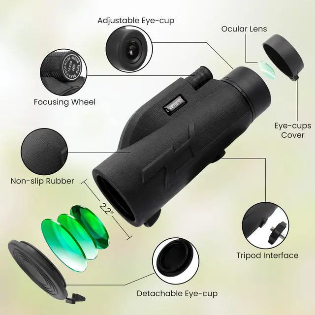 Alt view image 2 of 6 - 12x50 High Power Monocular Telescope for Adults | with Smartphone Holder & Tripod, Compact Monocular with Bak4 Prism and Fmc Lens,Gifts for Men Bird Watching Hiking