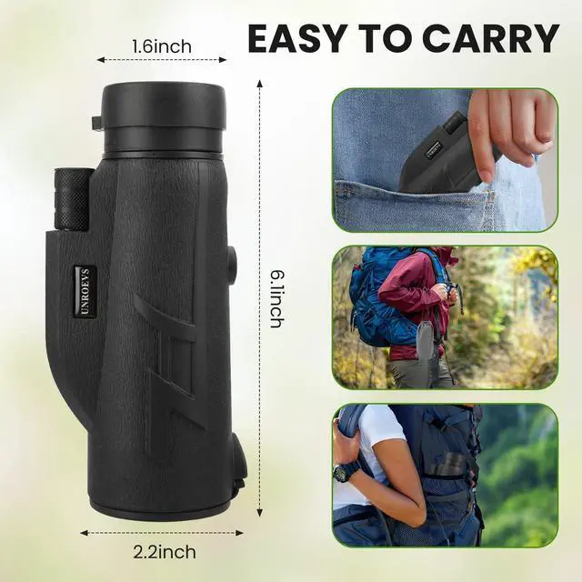 Alt view image 3 of 6 - 12x50 High Power Monocular Telescope for Adults | with Smartphone Holder & Tripod, Compact Monocular with Bak4 Prism and Fmc Lens,Gifts for Men Bird Watching Hiking