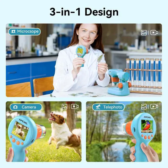 Alt view image 5 of 6 - 800X Handheld Digital Microscope with 2 IPS Screen, Photo & Video Portable Microscope with Adjustable Lights (Including SD Card & Slides)