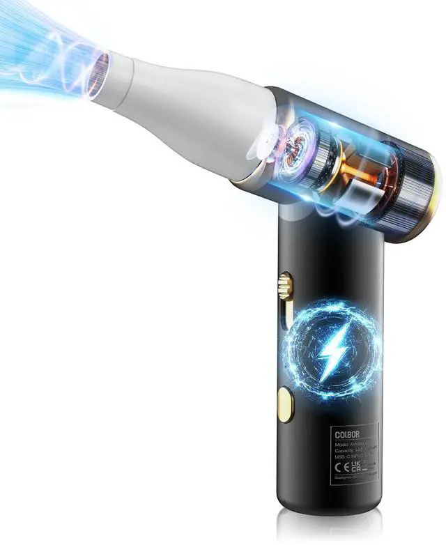 Main image of Compressed Air Duster Electric Mini Blower for PC Cleaning Kit 100000RPM Cordless with LED Light & Nozzle Rechargeable Air Cleaner Keyboard Plumero de aire comprimido Turbo Jet Fan
