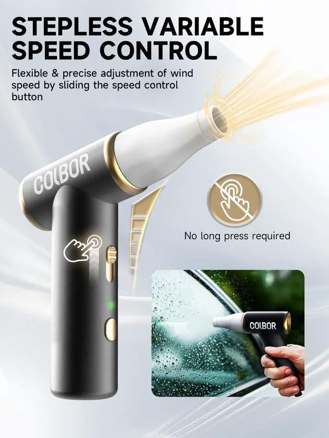 Alt view image 4 of 6 - Compressed Air Duster Electric Mini Blower for PC Cleaning Kit 100000RPM Cordless with LED Light & Nozzle Rechargeable Air Cleaner Keyboard Plumero de aire comprimido Turbo Jet Fan