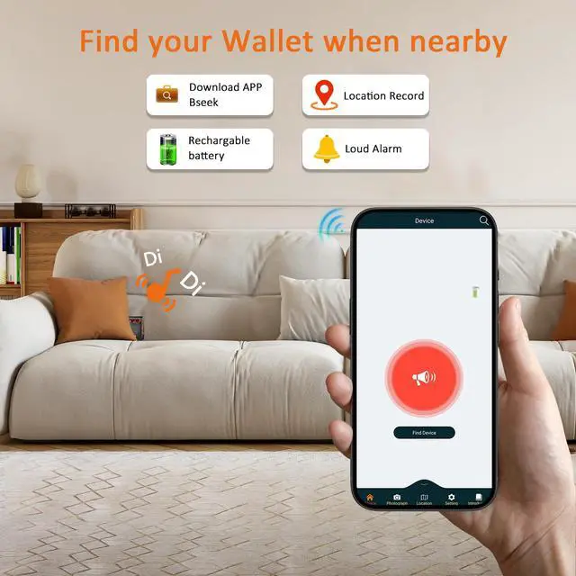 Alt view image 2 of 6 - Smart Tracker Wallet for Men,Compatible with Android and Ios, Mens Wallet GPS Tracker Card Holder With Men Gift for Christmas. (Carbon Black) (ID window, Black)