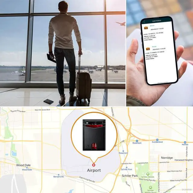 Alt view image 3 of 6 - Smart Tracker Wallet for Men,Compatible with Android and Ios, Mens Wallet GPS Tracker Card Holder With Men Gift for Christmas. (Carbon Black) (ID window, Black)