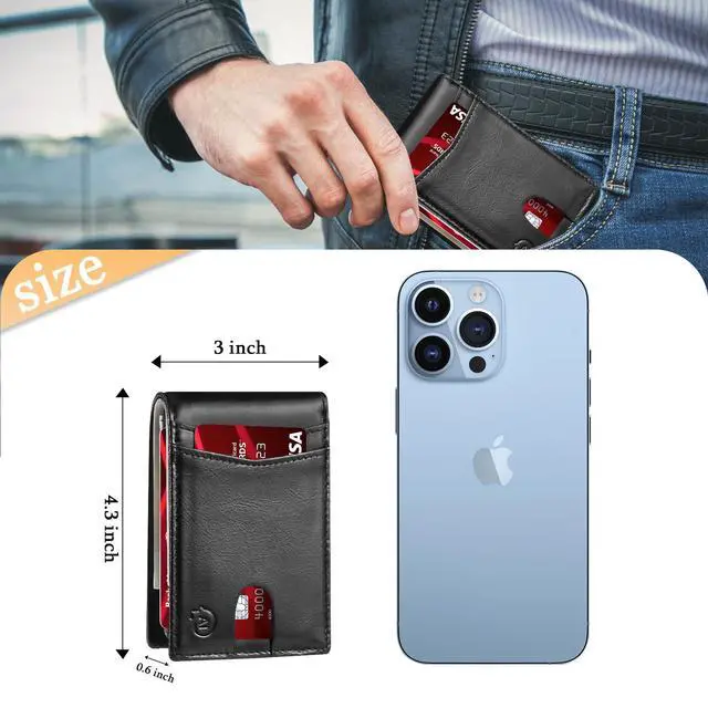 Alt view image 5 of 6 - Smart Tracker Wallet for Men,Compatible with Android and Ios, Mens Wallet GPS Tracker Card Holder With Men Gift for Christmas. (Carbon Black) (ID window, Black)
