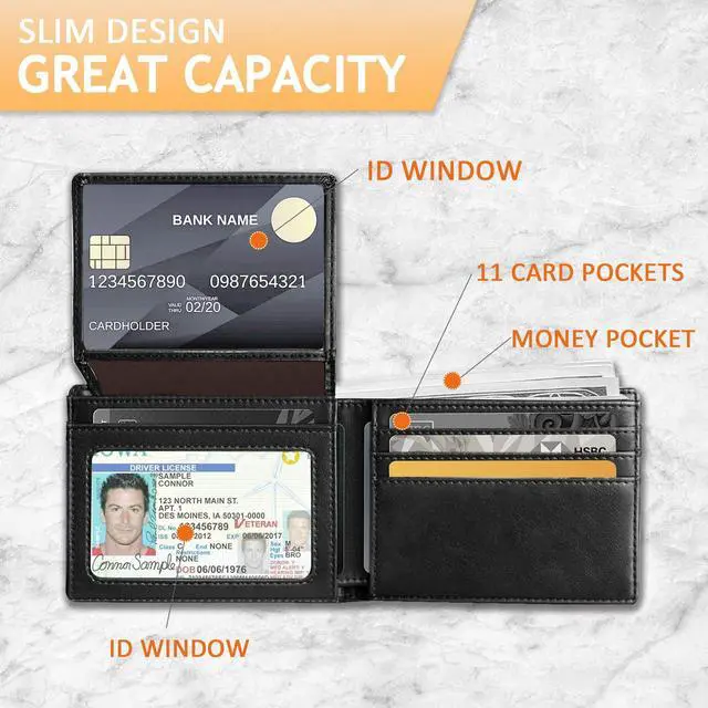 Alt view image 6 of 6 - Smart Tracker Wallet for Men,Compatible with Android and Ios, Mens Wallet GPS Tracker Card Holder With Men Gift for Christmas. (Carbon Black) (ID window, Black)