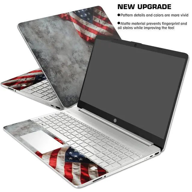 Alt view image 2 of 6 - Laptop Skin Decal HP 15.6" - US Flag, Laptop Cover Sticker, No Cutting Required, No Bubble, Waterproof, Scratch Resistant - Including Wide Screen and Wrist Pad