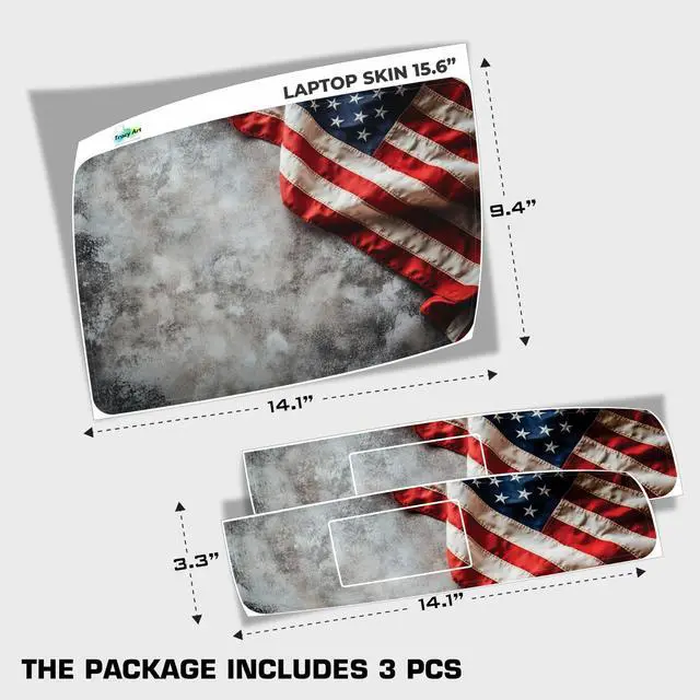 Alt view image 3 of 6 - Laptop Skin Decal HP 15.6" - US Flag, Laptop Cover Sticker, No Cutting Required, No Bubble, Waterproof, Scratch Resistant - Including Wide Screen and Wrist Pad
