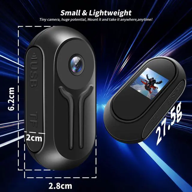 Alt view image 2 of 6 - Vlogging Camera 1080P with 64GB Card, Small Video Cam for Photography, Mini Bodycam, POV/Pocket Camera, Sports Action Cam, Portable Action Camera (Black)