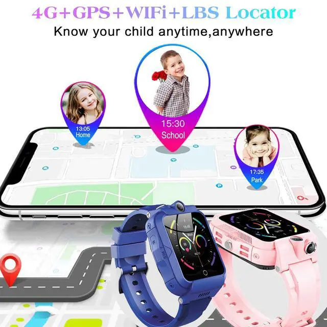 Alt view image 2 of 6 - Kids Smart Watch, 4G GPS Tracker Child Phone Smartwatch with WiFi, SMS, Call, Voice Video Chat, Bluetooth, Alarm, Pedometer, Wrist Watch Suitable for 4-16 Boys Girls Birthday Gifts