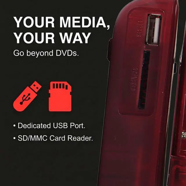 Alt view image 4 of 6 - 7 Inch Portable DVD Player with Swivel Screen, Translucent DVD Player with USB SD Playback, RechargeableBattery, AV Out, Remote, Car Charger, 100240V / DC 5V