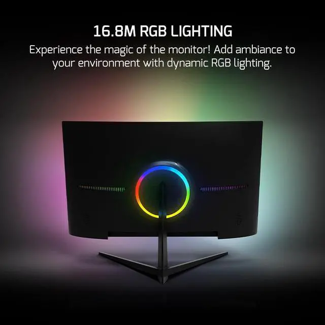 Alt view image 5 of 6 - T40 23.6 Inch Curved Gaming Monitor, 180Hz 1080p Display, 0.5ms Response Time, VA Panel, AMD FreeSync, HDR Support, 125% sRGB, RGB Backlight, Dual Speakers, Zero Frame Design, HDMI/DP, 1800R
