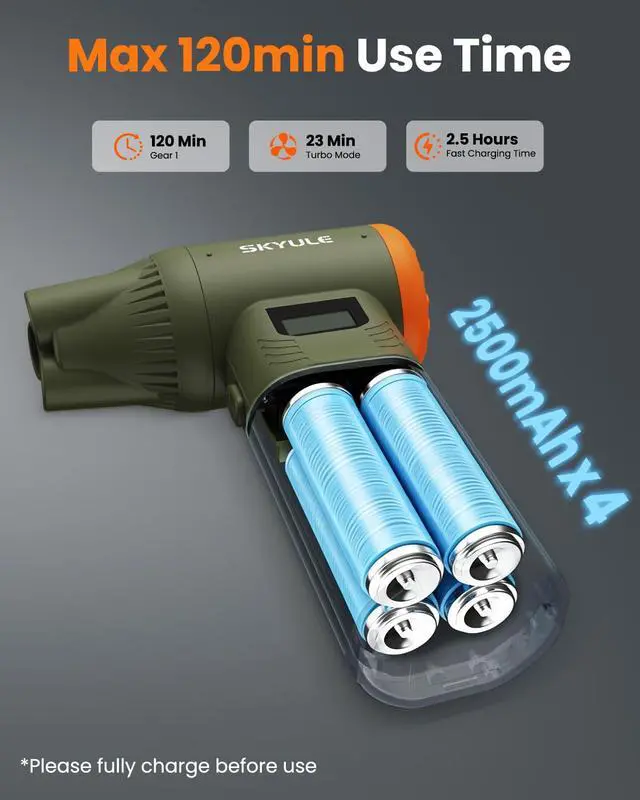Alt view image 5 of 6 - RS40 Ultra Compressed Air Duster, 260MPH & 640G Hurricane Airflow | Replace 80,000 Air Cans, 6-Gear Adjustable, Max 120 Mins Runtime with Fast Charging for Heavy-Duty Clean