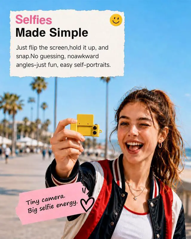 Alt view image 6 of 6 - Mini Keychain Camera with Flip 180° Selfie Screen & Flashlight | 1.6MP Pocket Digicam, Video Recording, 4G Card & Reader, 9 Vibrant Colors, Fun Birthday Gift for Adults, Teens, Photographer