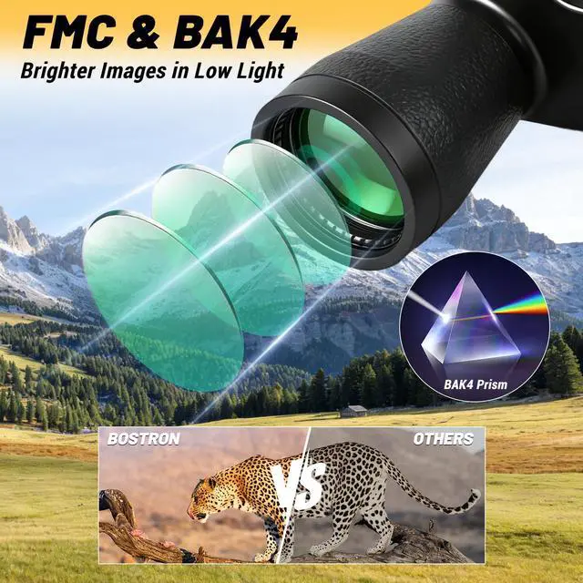 Alt view image 3 of 6 - Binoculars for Adults,10x50 High Powered Binoculars for Bird Watching | Compact Binoculars with Carrying Bag & Strap Waterproof Low Light Vision for Hunting Camping Travel Cruise Hiking Sports