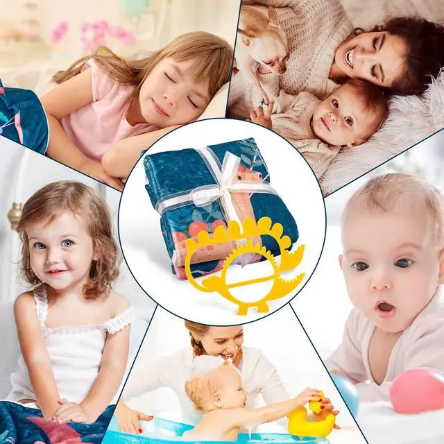 Alt view image 6 of 6 - Baby Monthly Milestone Blanket Dinosaur Theme Newborn Growth Photography Photo Prop Blanket Flannel Nap Mat Backdrop with 2 Frames for Girl Boy Shower Gift, 50 x 40 in