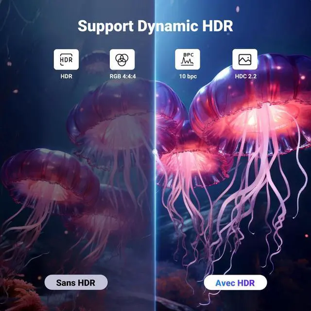 Alt view image 4 of 6 - VESA 8K@60Hz DisplayPort 1.4 Cable 10FT | 8K@60Hz 4K@240Hz, 32.4Gbps, HDR HDCP DSC 1.2a, FreeSync G-Sync, Aluminum Braided Compatible Monitor, Graphics, PC, HDTV