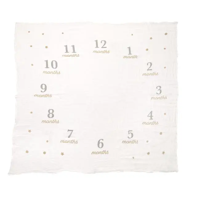 Alt view image 2 of 5 - Hello World Baby Milestone Blanket and Photo Prop | Baby Monthly Milestone Updates, Growth Blanket with Photo Posing Props, Perfect Newborn Gift and Nursery Décor, 44" x 44"