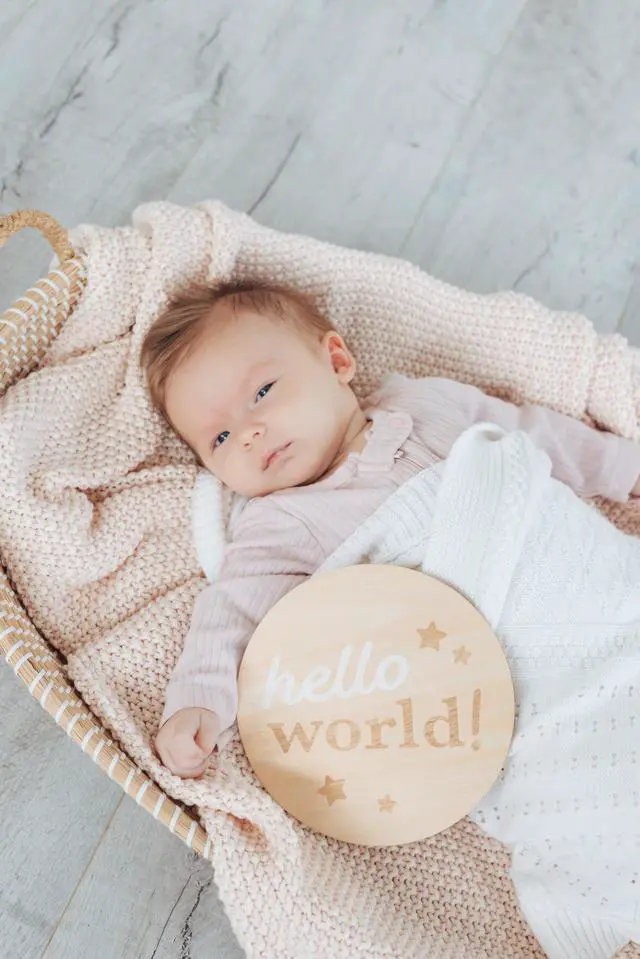 Alt view image 4 of 5 - Hello World Baby Milestone Blanket and Photo Prop | Baby Monthly Milestone Updates, Growth Blanket with Photo Posing Props, Perfect Newborn Gift and Nursery Décor, 44" x 44"