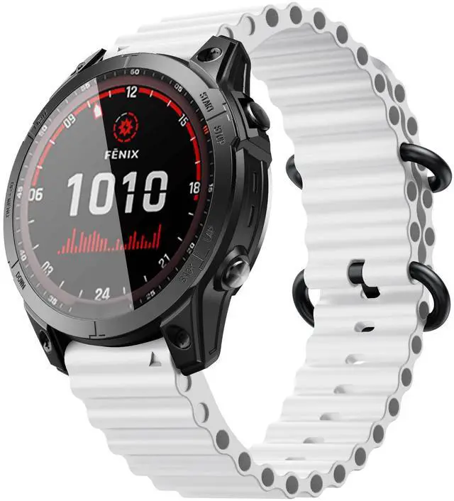 Main image of for Garmin Fenix 6 Band 22mm Ocean Watch Band for Fenix 7, Fenix 5, Fenix 6 Pro, Fenix 5 Plus, Forerunner 955/945, Approach S60/S62, Epix (White)
