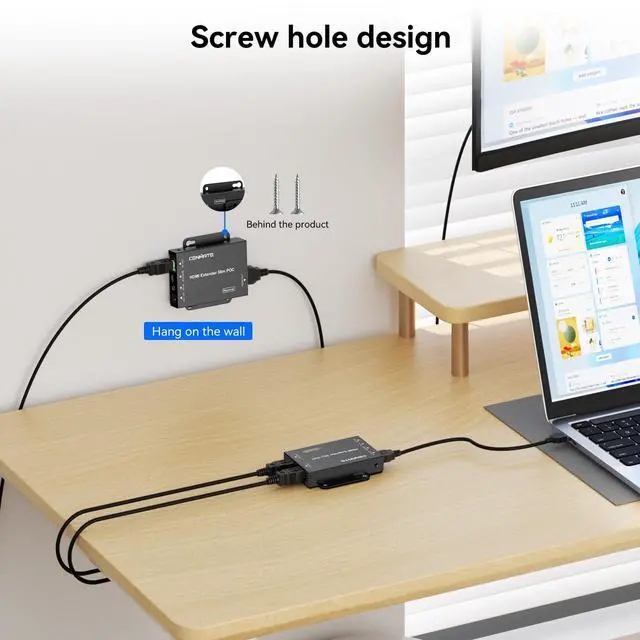 Alt view image 5 of 6 - 4K@60Hz 4:4:4 HDMI Extender Over Single Cat5e/Cat6/Cat 7, Up to 230Ft (1080P), 164FT(4K), HDMI Over Ethernet, Supports Bidirectional IR, 3D, HDCP, EDID, POC