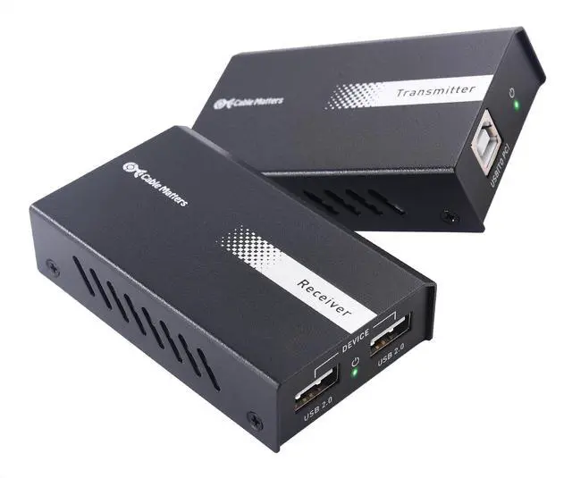 Main image of USB Over Ethernet Extender, 2X USB-A Ports, 165ft | Full USB 2.0 Support, USB Extender over Cat6, for Keyboard, Mouse, Webcam