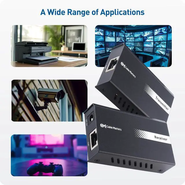 Alt view image 6 of 6 - USB Over Ethernet Extender, 2X USB-A Ports, 165ft | Full USB 2.0 Support, USB Extender over Cat6, for Keyboard, Mouse, Webcam