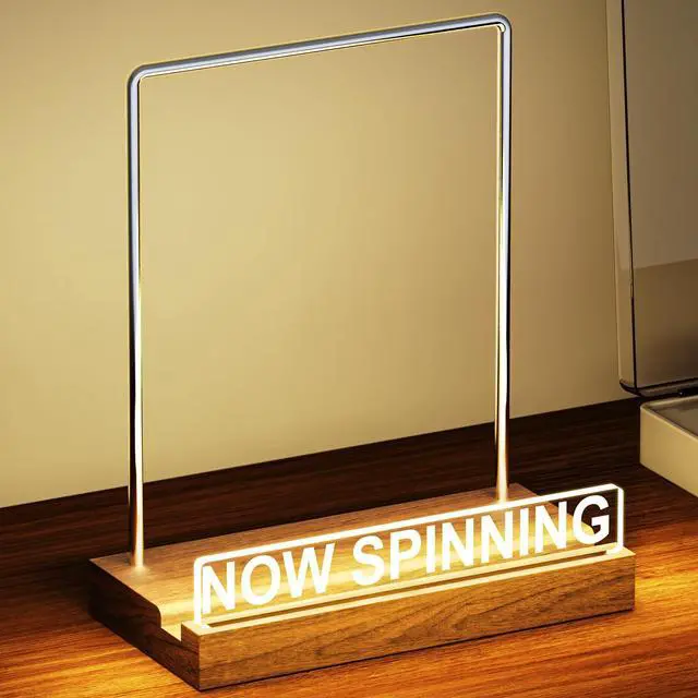 Main image of Now Spinning Vinyl Record Stand | Light Up Album Display Holder, Adjustable Warm White Lights, Album Player Stand, Fingerprint-Proof Acrylic