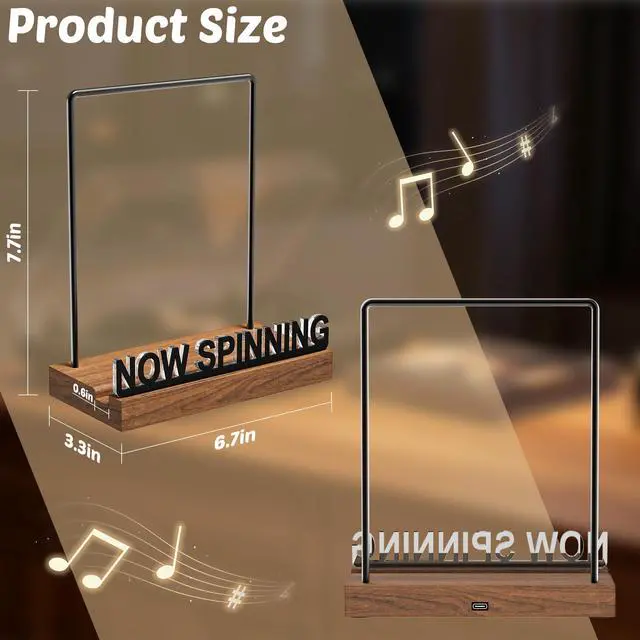 Alt view image 2 of 6 - Vinyl Record Stand with Adjustable Warm White Lights
