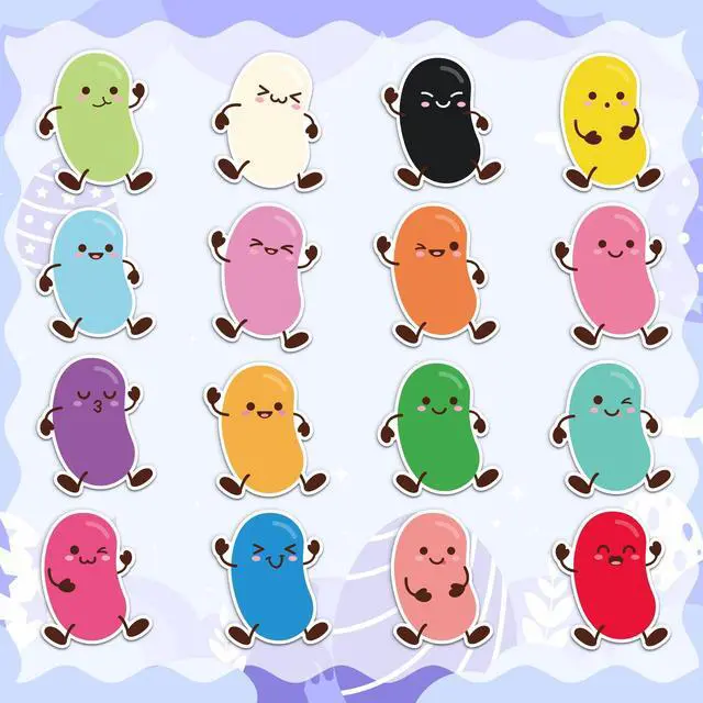 Alt view image 3 of 6 - Easter Cute Jelly Beans Roll Stickers - 1000Pcs in 16 Designs Funny Jelly Beans Candy Vinyl Stickers, Colorful Spring Waterproof Decals for Laptop Luggage Notebpook, Gift for Birthday Party