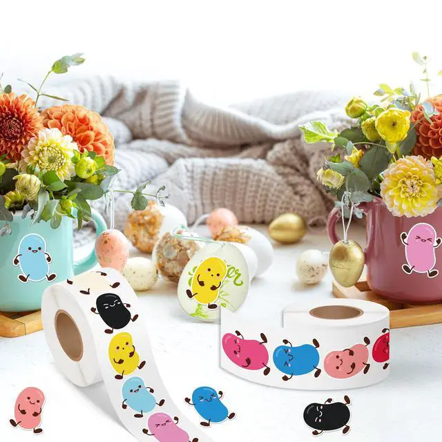 Alt view image 4 of 6 - Easter Cute Jelly Beans Roll Stickers - 1000Pcs in 16 Designs Funny Jelly Beans Candy Vinyl Stickers, Colorful Spring Waterproof Decals for Laptop Luggage Notebpook, Gift for Birthday Party