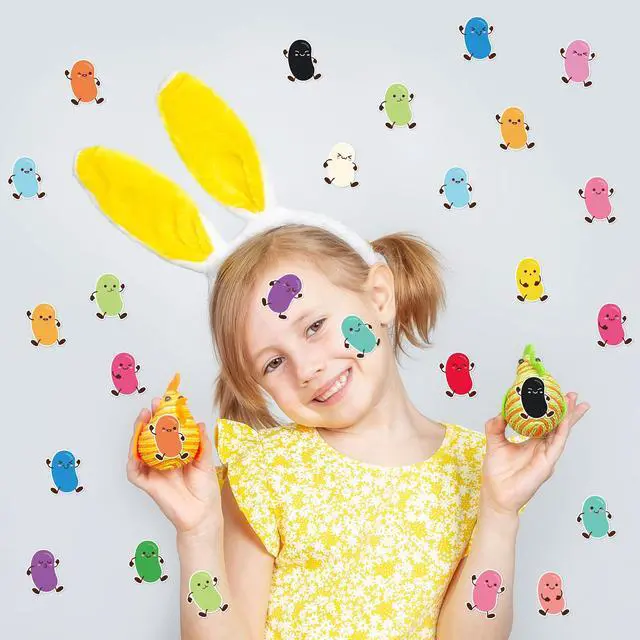 Alt view image 5 of 6 - Easter Cute Jelly Beans Roll Stickers - 1000Pcs in 16 Designs Funny Jelly Beans Candy Vinyl Stickers, Colorful Spring Waterproof Decals for Laptop Luggage Notebpook, Gift for Birthday Party