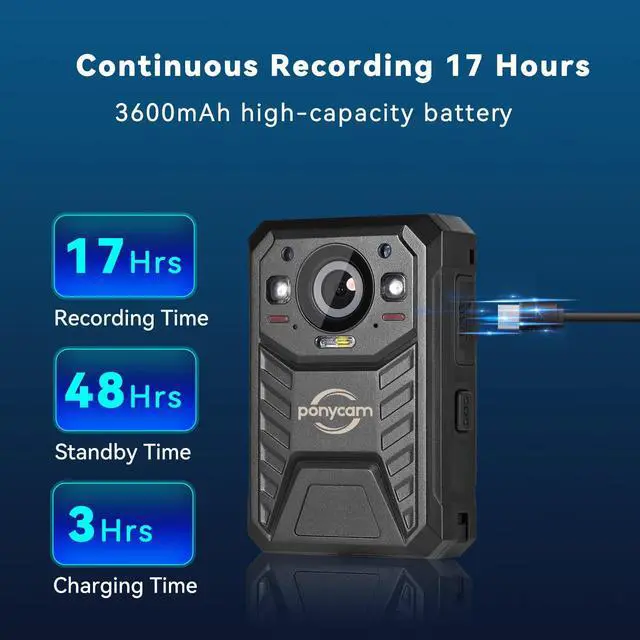 Alt view image 2 of 6 - 1440P Body Worn Camera, 17H Video Recording Body Cameras,64G Memory