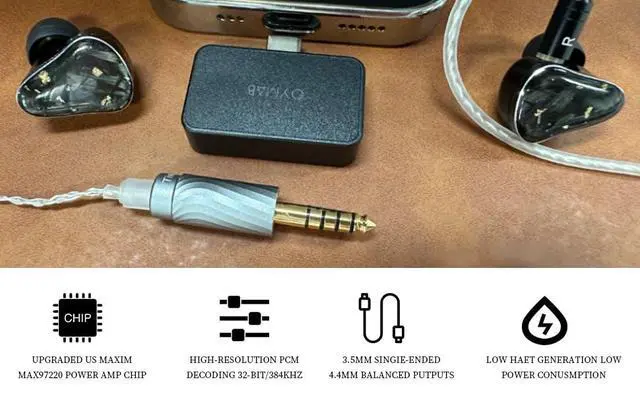 Alt view image 2 of 6 - USB C DAC Headphone Amplifier, High Resolution 32bit/384kHz Portable HiFi Audio Adapter, USB Type C to 3.5/4.4mm Earbuds Amp Jack Dongle for Phone/PC - Plug and Play (Titanium)