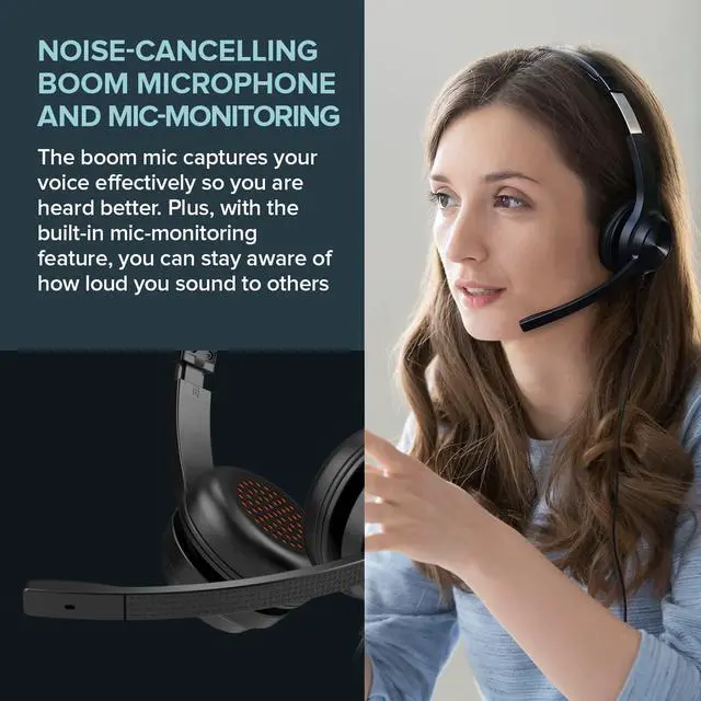 Alt view image 3 of 6 - Chat USB On-Ear Headset with Noise-Cancelling Mic and SmartComms | On-Ear Headset, Noise-Cancelling Mic, Swivel-to-Mute, SmartComms Kit, Lightweight