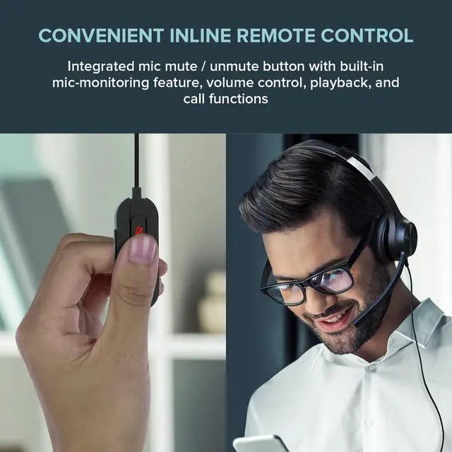Alt view image 5 of 6 - Chat USB On-Ear Headset with Noise-Cancelling Mic and SmartComms | On-Ear Headset, Noise-Cancelling Mic, Swivel-to-Mute, SmartComms Kit, Lightweight