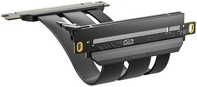 Main image of PCIe 4.0 x16 Riser Cable, Male 180° to Female 180° for Vertical Mount Graphics Cards, Compatible with RTX4090, RTX4080, RX7900XTX, 30cm/1ft