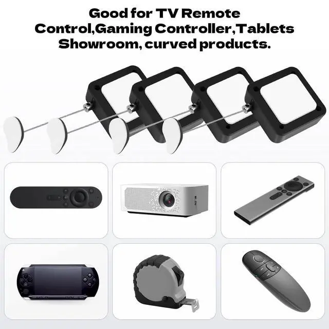 Alt view image 4 of 6 - 2pcs Remote Control Tether, 6.5 Ft TV Remote Control Leash, Retractable Safety Lock with Adjustable Lock Strap for TV Remotes, Game Controllers, Tablets and Showrooms