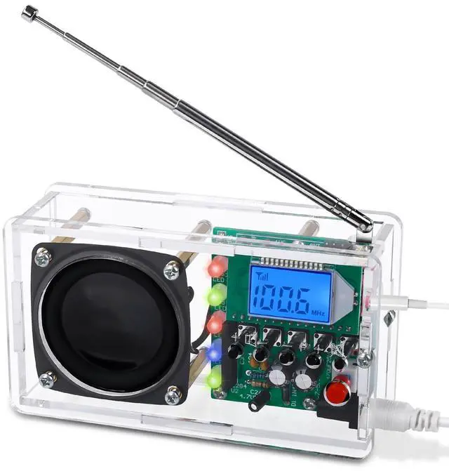 Main image of FM Radio Kit, ICSTATION DIY Radio Soldering Kit with LED Flashing Lights FM 76-108MHz LCD Dplay Soldering Project Radio with Headphone Jack for Adults Electronics Enthusiasts College Education