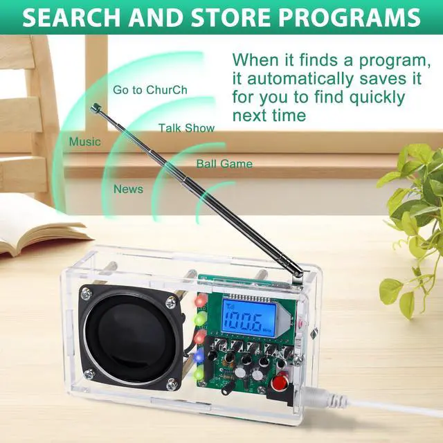 Alt view image 3 of 5 - FM Radio Kit, ICSTATION DIY Radio Soldering Kit with LED Flashing Lights FM 76-108MHz LCD Dplay Soldering Project Radio with Headphone Jack for Adults Electronics Enthusiasts College Education