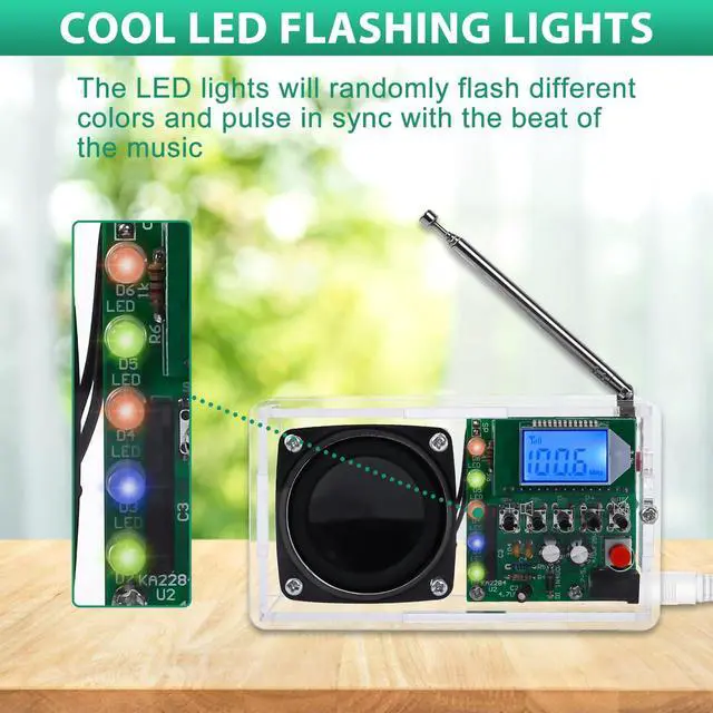 Alt view image 4 of 5 - FM Radio Kit, ICSTATION DIY Radio Soldering Kit with LED Flashing Lights FM 76-108MHz LCD Dplay Soldering Project Radio with Headphone Jack for Adults Electronics Enthusiasts College Education
