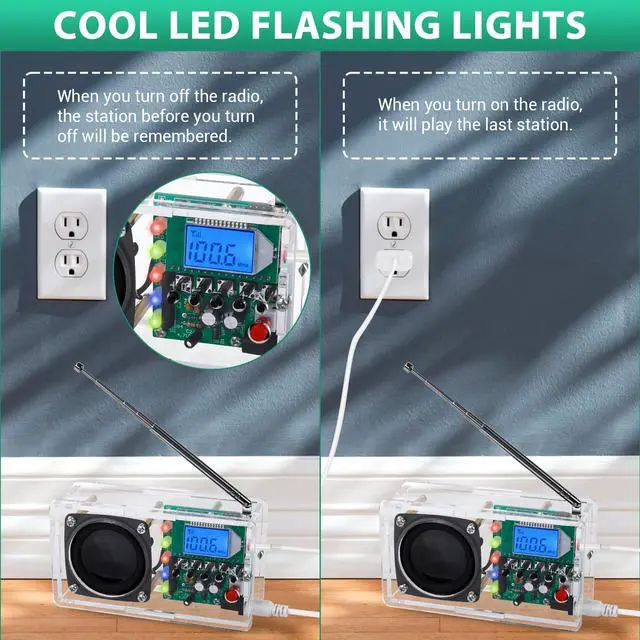 Alt view image 5 of 5 - FM Radio Kit, ICSTATION DIY Radio Soldering Kit with LED Flashing Lights FM 76-108MHz LCD Dplay Soldering Project Radio with Headphone Jack for Adults Electronics Enthusiasts College Education