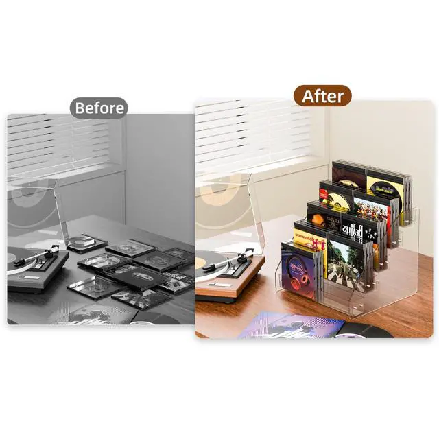Alt view image 3 of 6 - CD Holder 5 Tier Clear Acrylic CD Organizers, CD Display Rack Holds up to 30 Standard DVD Cases for Media Shelf Storage and Organization
