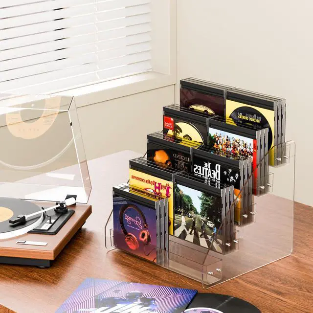 Alt view image 4 of 6 - CD Holder 5 Tier Clear Acrylic CD Organizers, CD Display Rack Holds up to 30 Standard DVD Cases for Media Shelf Storage and Organization