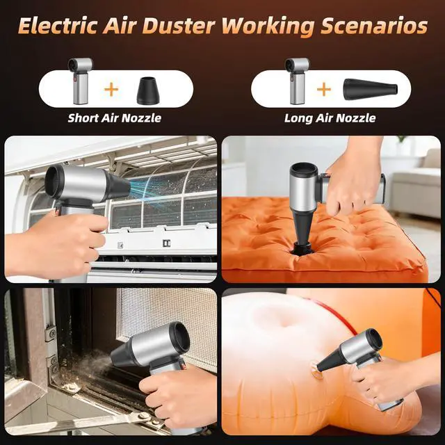 Alt view image 3 of 6 - Compressed Air Duster - 130000 RPM Powerful Electric Air Duster, Multi-Gear Adjustable Canned Air, Fast Charging Duster for Computer, Keyboard, Home, Outdoor Duster