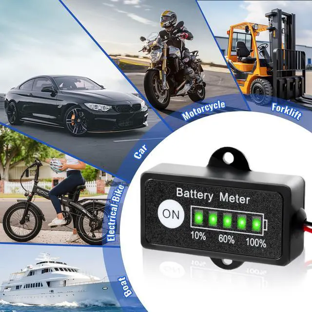 Alt view image 5 of 6 - 12V 24V 36V 48V Battery Indicator, Waterproof Universal LED Display Ba-ttery Meter Gauge for Lithium, LiFePO4, Lead-Acid (48V Pb-Acid Battery Indicator)
