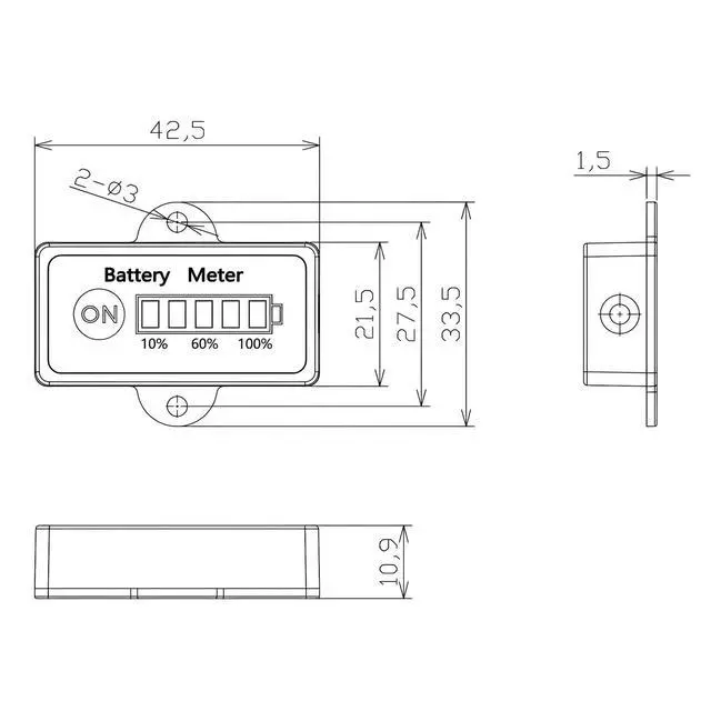 Alt view image 6 of 6 - 12V 24V 36V 48V Battery Indicator, Waterproof Universal LED Display Ba-ttery Meter Gauge for Lithium, LiFePO4, Lead-Acid (24V Pb-Acid Battery Indicator)